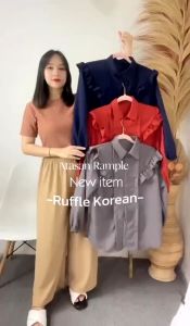 JOSU - BLOUSE ATASAN RAMPEL RUFFLE KOREAN LADY CRUSH / KEMEJA POLOS RUFFLE / Kemeja Wanita - FR