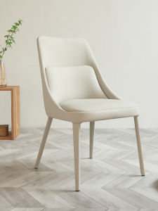 DUOBAOFUXING | Modern Luxury Cream Style White Cat-Scratch Leather Dining Chair