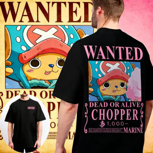 Bandai | 2026 Summer One Piece Tony Tony Chopper Wanted Poster Retro Cotton T-Shirt Adult Kids Breathable Casual Anime Tee Y2k