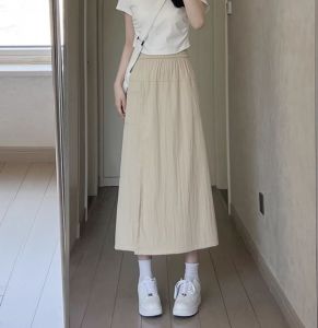 Grey Mountain Ice Silk Skirt Pants for Women High Waist A-Line Casual Wide Leg Pants Summer New Style Plus Size