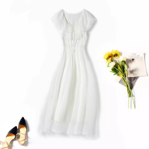 XMO | Sleeveless Silk A-Line Dress Slim Fit