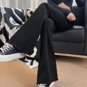 Slimming High Waist Bell Bottom Pants for Women Casual Elastic Hem Pants Korean Style Commute Fashion Spring Autumn New Arrival