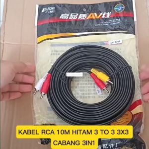 V209 KABEL RCA 10M HITAM 3 TO 3 3X3 CABANG 3IN1 10 M METER CABEL CABLE AUDIO VIDEO GAMBAR SUARA SOUN
