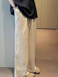DUOFEIYAN | Womens Cotton Linen Elastic Waist Wide Leg Loose Summer Pants
