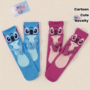 Disney | 1/2 Pairs of Fashionable New Japanese Cartoon Pattern Womens Mid Tube Socks Novel and Interesting Couple Holding Hands Socks