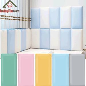 【Lovinglife】20cmX50cm 3D Anti-collision Soft  Wall Cushion Pad Childrens Room Protective Soft Wall Sticker Anti-bump Decoration Self-adhesive Background Wallpaper