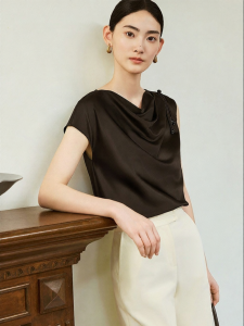 Tassel Chinese Style Satin-feel Stretch Silk Shirt