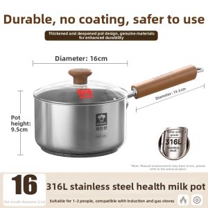 KBH | Non-Coating 316L Stainless Steel Baby Food Pan Multifunctional