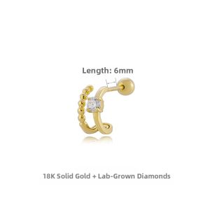 Forging Love | 18K Gold Screw Design Cultured Diamond Embedded Ear Pin