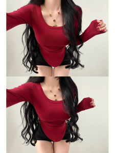 Áo Thun Cotton Dài Tay Ôm Vừa Vặn Cổ Tròn Pure Desire Young Girl Day Có Chi Tiết Xếp Ly Eo Và Viền Váy Dài Thường Ngày Mùa Thu