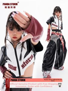 PANDA STORM | Shiny Stylish Street Dance and Performance Outfit for Girls Jacket and Pants Set