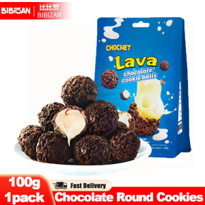 BIBIZAN Chocolate Cream Filled Round Cookies 100g |HALAL|Lava Mini Choco Ball
