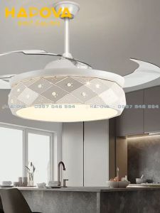Đèn quạt trần Kim cương HAPOVA 8590 động cơ 6 số + Tặng kèm điều khiển từ xa
