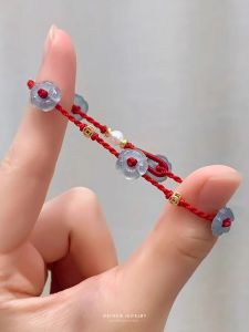 Vòng Tay Dệt Dây Đỏ Tự Nhiên Bạc Nguyên Chất 925 Hoa Ngọc Bích Xanh Cho Nữ Quà Tặng Phụ Kiện Trang Sức Thời Trang Mới Ra Lò