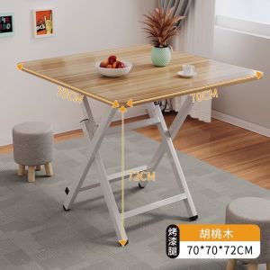 Foldable Small Dining Table Outdoor Stall Simple Table round Table Square Table Home Use Compact Apartment Metal Frame Table