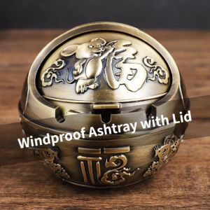 Gạt tàn chống gió có nắp cổ điển sáng tạo Châu Âu gạt tàn nhà Bàn cà phê phòng khách lớn gạt tàn cao cấp