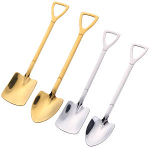 4 pcs Pieces Coffee Spoon Stainless Steel Stiring Teaspoons Ice Cream Cake Dessert Spoon Set Sliver Tableware Party Cutlery