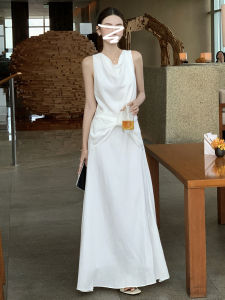 Homecore | Elegant Non-clash Slim White Sleeveless Dress