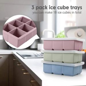 Ice Cube Tray Large Silicone Ice Cube Molds with Removable Lids Large Square Ice Cube Molds Easy Release Reusable BPA Fr
