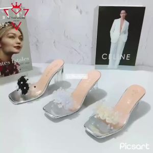 Guốc dép nữ 5 7 9 phân quai trong kết bông lưới LT (DGM009)