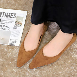 IELGY Red comfy suede pointed-toe low-heeled mules for women versatile simple