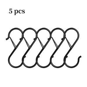 IASF 5/10PCS Windproof S Hooks with Safety Buckle Heavy Duty Metal S Shaped Hooks for Hanging Lantern Plants Kitchen Utensil Clothes Pot