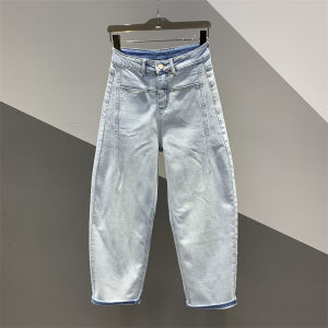 กางเกงยีนส์ทรงสลิมฟิตเอวสูงสไตล์ฮาราจูกุสำหรับผู้หญิง กางเกงขายาวทรงหลวม ทรงสลิมฟิต ทรงลำลอง สไตล์ย้อนยุค ฤดูใบไม้ร่วง 2025