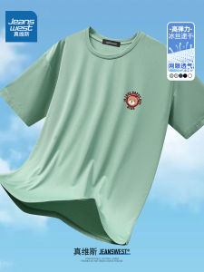 Jeanswest Ice Silk Short Sleeve T-Shirt Mens Summer Thin Sport Mesh Quick Dry Breathable Half Sleeve Top Polyester Spandex