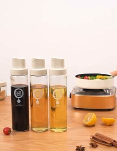 From the Kitchen Oil Pot Household Kitchen Glass Automatic Opening and Closing Household Gravity Leak-proof Soy Sauce Vinegar Seasoning Bottle Oil Bottle Oil Tank