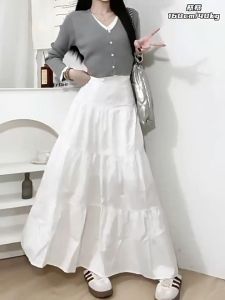 🌟CORE🌟dresses women new style 2025 High Waist White Skirt Women Long Skirt A-line Cake Skirt Fairy Artistic Sense Skirt 2️⃣0️⃣2️⃣5️⃣