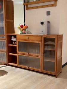 Bamboo Sideboard Kitchen Cabinet 2/3/4 Doors Dish cabinet With Cover Large Size Cabinet For Kitchen