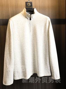 Luxurious Casual Washed Cotton Zipper T-Shirt for Men Skin-friendly Double-layered Standard Fit Fashion Urban Style Long Sleeve