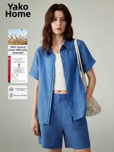 YAKEJIA | French Linen Breathable Dual Placket Short Sleeve Shirt