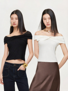 Vero Moda | Boat Neck Twisted Mesh Splicing T-Shirt