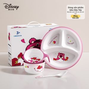 Disney | Bộ Đồ Ăn Trẻ Em Disney Bear Strawberry Bát Đĩa Thìa Bát Đựng Thức Ăn Cho Bé 4 Món Hộp Quà Tặng Bộ Đồ Ăn Riêng Biệt Cho Trẻ Em
