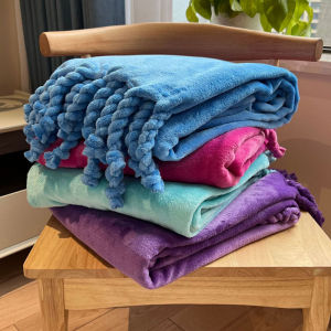 ผ้าห่มขนพู่ตกแต่งปลายเตียงผ้าห่มโซฟางีบหลับเครื่องปรับอากาศผ้านวมคลุมเตียงถักแบบนุ่มอบอุ่น