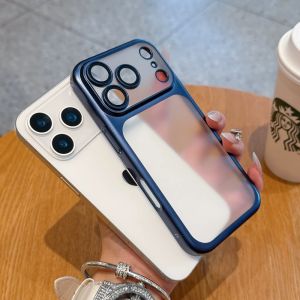 szhaiyu | Plating Frame Matte Transparent Phone Case with Lens Film Protection for iPhone 17 Pro Max 17 Air Hard Plastic Clear Back Cover
