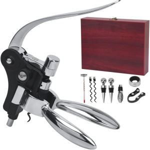 Wine Opener Set Wine Bottle Opener Rabbit Corkscrew Set with Wood Case 9pcs Including Rabbit Wine Opener Wine Stopper