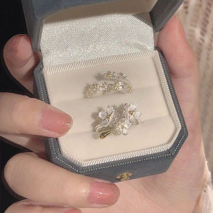 C.three French Style Vintage Iris Opening Ring Niche Design High-end Light Luxury Adjustable Ring Female