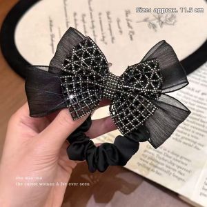 NING ZHOU | Shimmer Diamond Double Layer Mesh Bow Elastic Durability Hair Bands