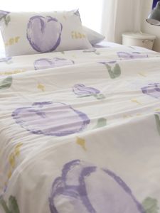 Summer Flower Ins Style Bed Sheet One-Piece Girlish Fresh 100 100% Cotton Quit Cover Student Dormitory Print Pure Cotton Coverlet