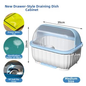 Kitchen Storage Drain Drying Rack Dish Cabinet Large Capacity Box