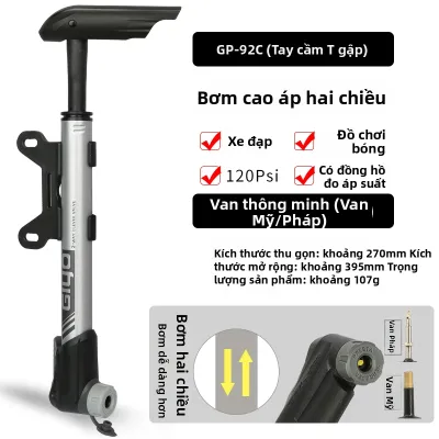Giyo | Bơm Đạp Xe Mini Di Động Áp Suất Cao Hai Chức Năng
