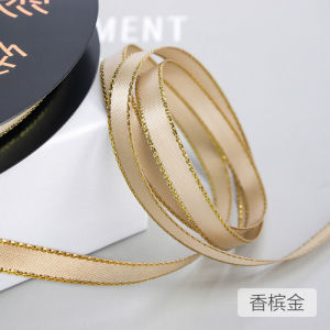 Ruộng Băng Grosgrain Viền Vàng Bạc 45 Mét/cuộn Rộng 1/4 Inch (6mm) Chất Liệu Polyester Dùng Để Làm Quà Tặng Trang Trí Giáng Sinh Đám Cưới Làm Nơ Tự Làm