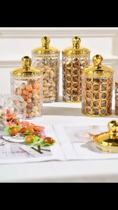 Toples Makanan Serbaguna Emas / Tempat Penyimpanan Kedap Udara Snack Mewah