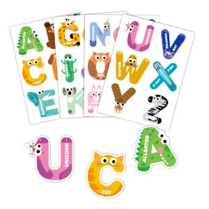 สติ๊กเกอร์ตัวอักษรสัตว์น่ารักกันน้ำสำหรับการตกแต่งห้องเรียน เรียนรู้ภาษาอังกฤษในทุกวัย เรียนรู้ตัวอักษรและสัตว์พร้อมการฝึกฝนความจำ