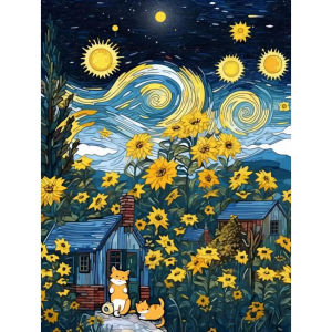 Starry Sky Town Landscape Artwork Jigsaw Puzzle 500/1000/1200/2000PCS Stress Relief Puzzle Wall Art Decor Gift