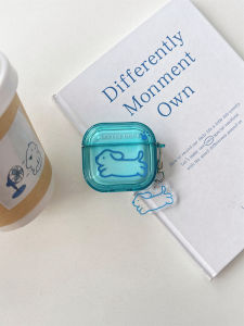 Blue Silicone Protective Case for Apple Airpods4 pro Dog Pattern Anti-Fall Soft Shell Compatible with 2nd And 3rd Generation Bluetooth Earphones