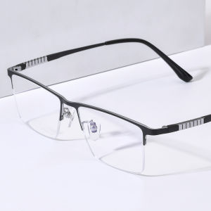 NIANZHEN แว่นตากรอบแว่นตาอัลลอยด์ครึ่งสี่เหลี่ยมไม่มีขอบสำหรับผู้ชายแว่นตาครึ่งขอบน้ำหนักเบา69772ดีไซน์แบรนด์ไทเทเนียม