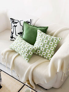 ปลอกหมอนอิงสไตล์สด นุ่ม ดอกไม้เดซี่โซฟาเบดหมอนพนักพิง เอว หมอนเบย์หน้าต่างเบาะเตียงสไตล์พระสิ่งทอที่บ้าน